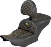 Saddlemen Roadsofa™ Standard Reach Seat for 2023-2026 Harley-Davidson Black Gold 2-Up Seat Saddlehyde™