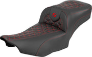 Saddlemen Roadsofa™ Extended Reach Seat for 2023-2026 Harley-Davidson Black Red 2-Up Seat Saddlehyde™