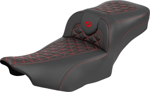 Saddlemen Roadsofa™ Extended Reach Seat for 2023-2026 Harley-Davidson Black Red 2-Up Seat Saddlehyde™