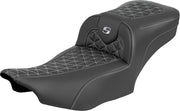Saddlemen Roadsofa™ Extended Reach Seat for 2023-2026 Harley-Davidson Black Silver 2-Up Seat Saddlehyde™