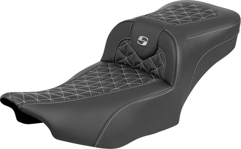 Saddlemen Roadsofa™ Extended Reach Seat for 2023-2026 Harley-Davidson Black Silver 2-Up Seat Saddlehyde™