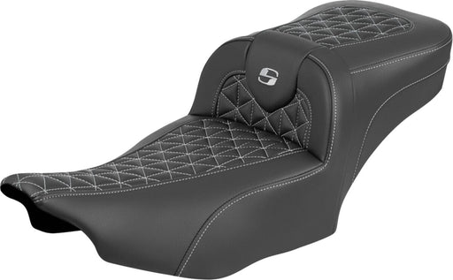Saddlemen Roadsofa™ Extended Reach Seat for 2023-2026 Harley-Davidson Black Silver 2-Up Seat Saddlehyde™