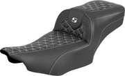 Saddlemen Roadsofa™ Extended Reach Seat for 2023-2026 Harley-Davidson Black White 2-Up Seat Saddlehyde™