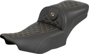 Saddlemen Roadsofa™ Extended Reach Seat for 2023-2026 Harley-Davidson Black Gold 2-Up Seat Saddlehyde™