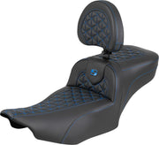 Saddlemen Roadsofa™ Extended Reach Seat for 2023-2026 Harley-Davidson Black Blue 2-Up Seat Saddlehyde™