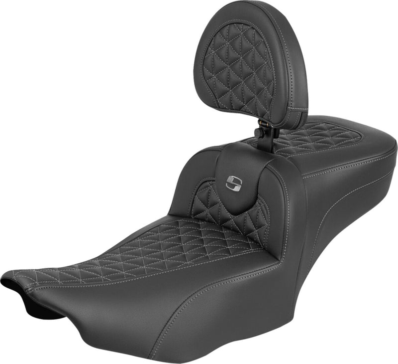 Saddlemen Roadsofa™ Extended Reach Seat for 2023-2026 Harley-Davidson Black Grey 2-Up Seat Saddlehyde™ #823-07-211B2