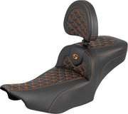 Saddlemen Roadsofa™ Extended Reach Seat for 2023-2026 Harley-Davidson Black Orange 2-Up Seat Saddlehyde™