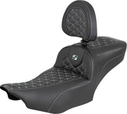 Saddlemen Roadsofa™ Extended Reach Seat for 2023-2026 Harley-Davidson Black Silver 2-Up Seat Saddlehyde™
