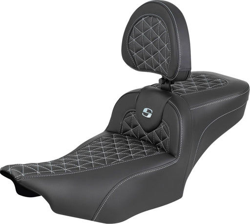 Saddlemen Roadsofa™ Extended Reach Seat for 2023-2026 Harley-Davidson Black Silver 2-Up Seat Saddlehyde™