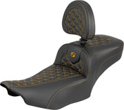 Saddlemen Roadsofa™ Extended Reach Seat for 2023-2026 Harley-Davidson Black Gold 2-Up Seat Saddlehyde™