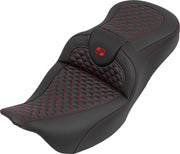 Saddlemen RoadSofa™ Seat for 2008-2025 Harley-Davidson Black Red One-Piece Saddlehyde™