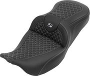 Saddlemen RoadSofa™ Seat for 2008-2025 Harley-Davidson Black Silver One-Piece Saddlehyde™