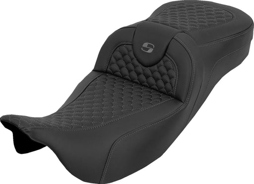 Saddlemen Extended Reach RoadSofa™ Seat for 2008-2025 Harley-Davidson Black Grey 2-Up Seat Saddlehyde™