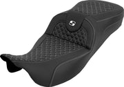 Saddlemen Extended Reach RoadSofa™ Seat for 2008-2025 Harley-Davidson Black White 2-Up Seat Saddlehyde™