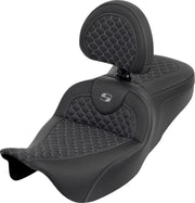 Saddlemen Dragon Scale Stitch RoadSofa™ Seat for 2008-2025 Harley-Davidson Black Grey 2-Up Seat Saddlehyde™