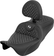 Saddlemen Dragon Scale Stitch RoadSofa™ Seat for 2008-2025 Harley-Davidson Black White 2-Up Seat Saddlehyde™