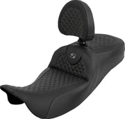Saddlemen Dragon Scale Stitch RoadSofa™ Seat for 2008-2025 Harley-Davidson Black Grey 2-Up Seat Saddlehyde™