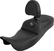 Saddlemen Dragon Scale Stitch RoadSofa™ Seat for 2008-2025 Harley-Davidson Black Silver 2-Up Seat Saddlehyde™