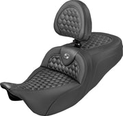 Saddlemen Extended Reach RoadSofa™ Seat for 2008-2025 Harley-Davidson Black Grey 2-Up Seat Saddlehyde™