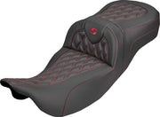 Saddlemen Roadsofa™ Carbon Fibre Seat for 2008-2025 Harley-Davidson Black Red 2-Up Seat Saddlehyde™