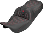 Saddlemen Roadsofa™ Carbon Fibre Seat for 2008-2025 Harley-Davidson Black Red 2-Up Seat Saddlehyde™