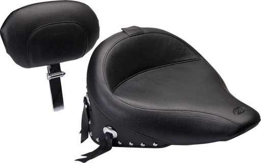 Mustang Wide Solo Seat with Removable Backrest Black Leather Vinyl