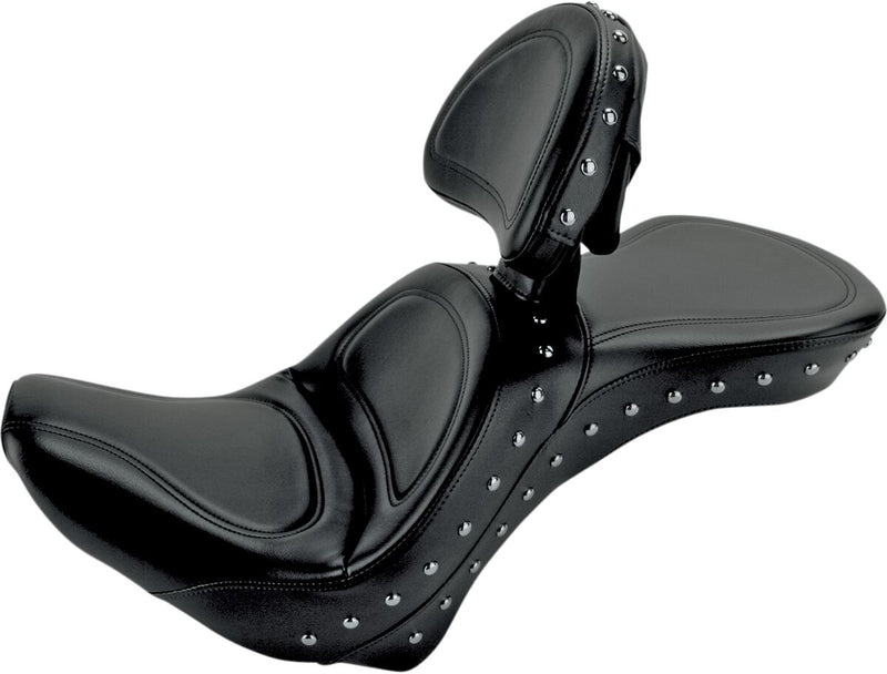 Saddlemen Explorer Special Seat w/Backrest for 2006-2016 Harley-Davidson Heritage Softail and 2006-2007 Harley-Davidson Softail Springer Motorcycles Black| Chrome #800-23-040