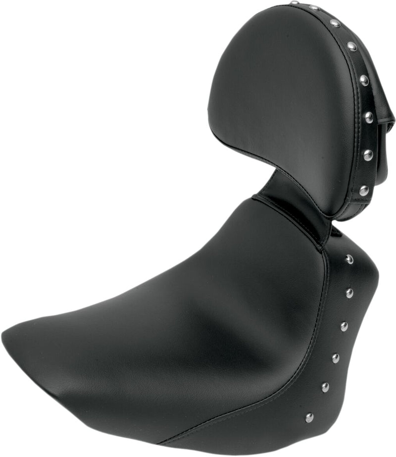 Saddlemen Renegade Heels Down Solo Seat w/Driver Backrest and Studs for 2005-2017 Harley-Davidson Softail Motorcycles Black #806-15-0031