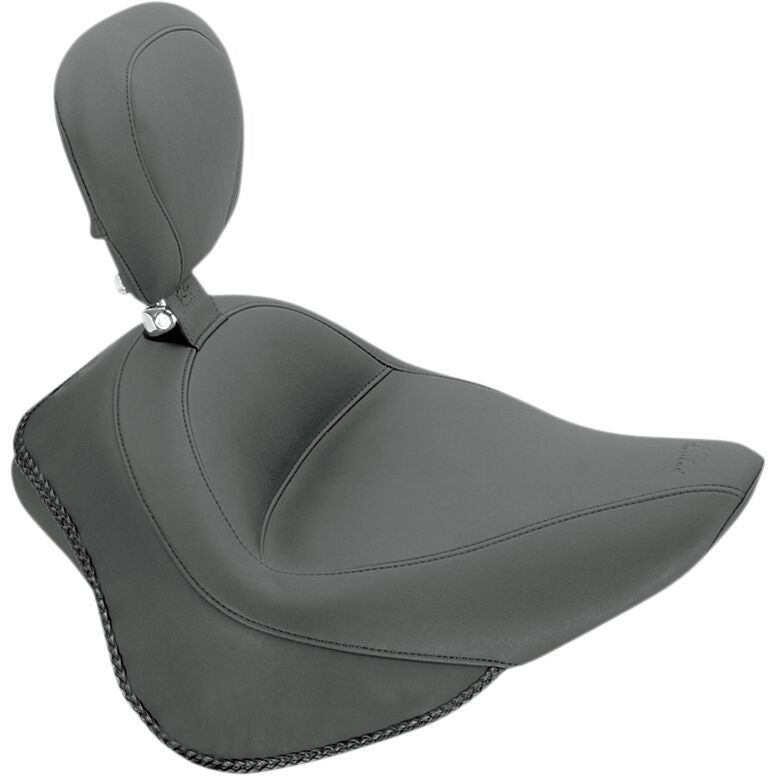 Mustang Wide Solo Seat with Removable Backrest Vintage Black Leather Vinyl