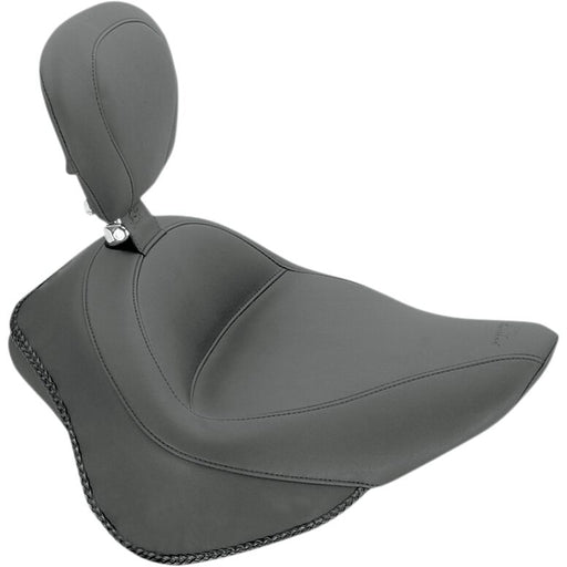 Mustang Wide Solo Seat with Removable Backrest Vintage Black Leather Vinyl