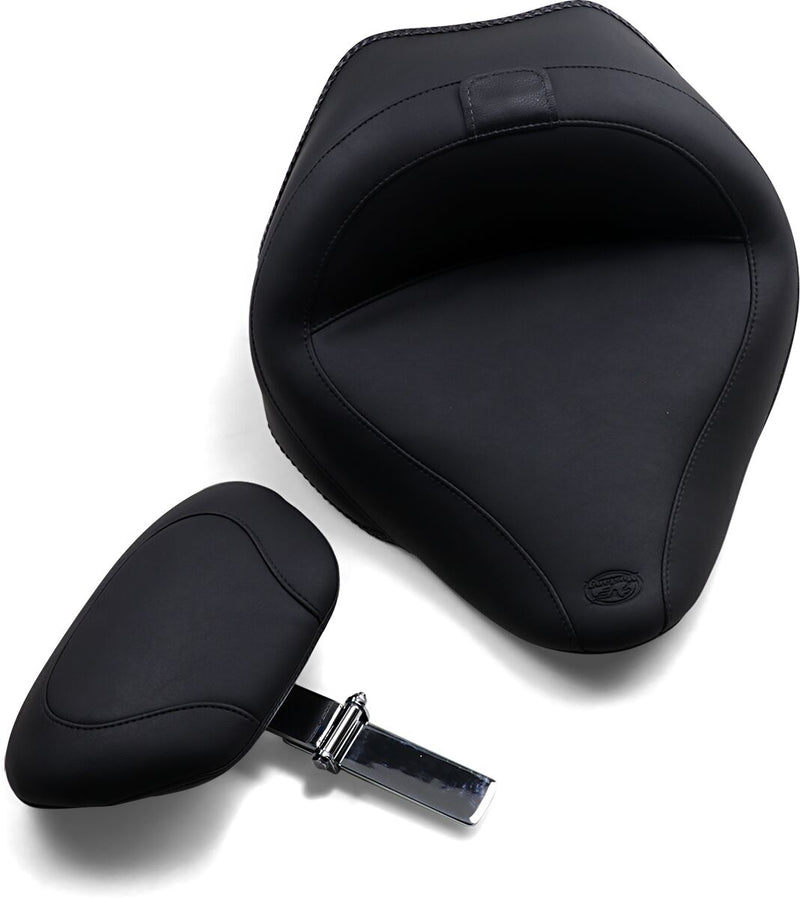 Mustang Wide Solo Seat with Removable Backrest Vintage Black Leather Vinyl #79742