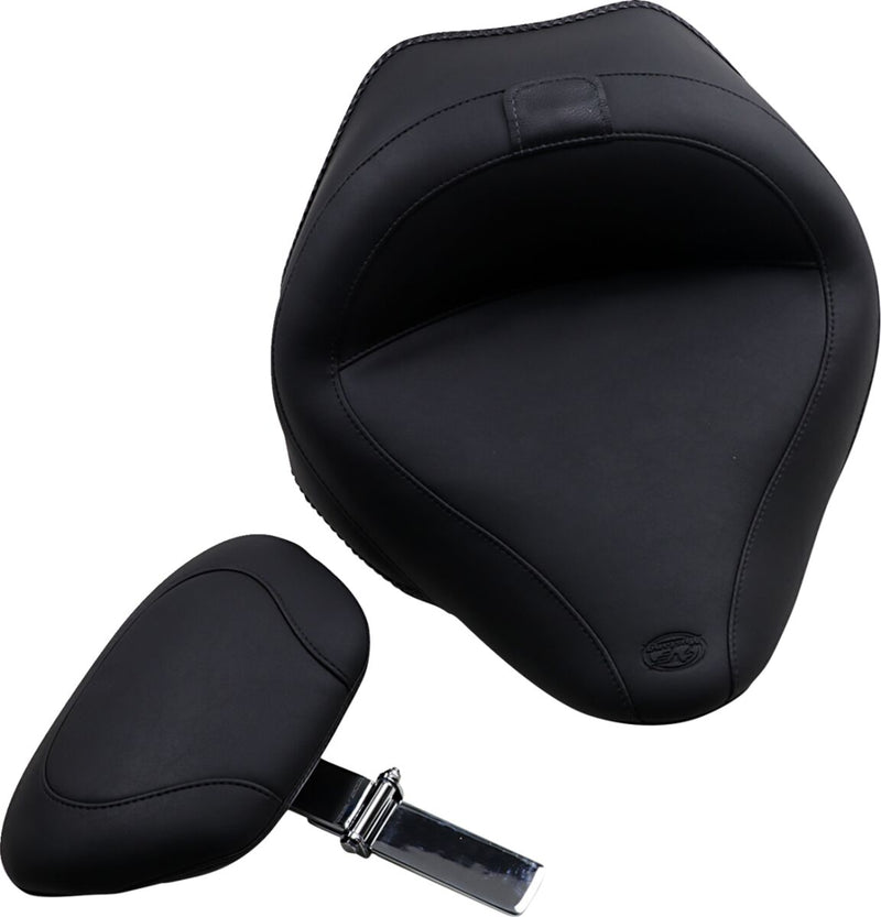Mustang Wide Solo Seat with Removable Backrest Vintage Black Leather Vinyl #79742