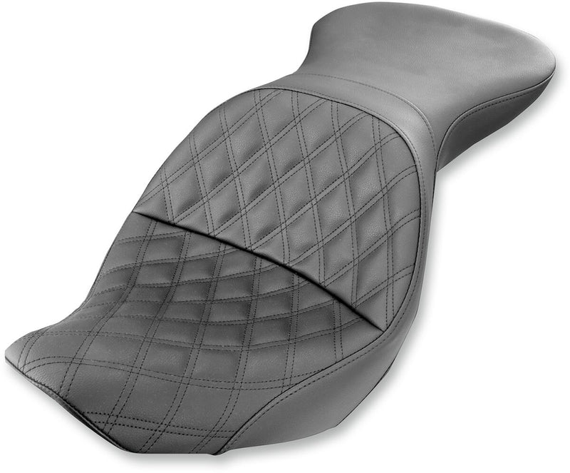 Saddlemen Black Explorer Lattice-Stitch Touring Seat for 2006-2017 Harley-Davidson Heritage Softail and 2006-2017 Harley-Davidson Softail Deluxe Motorcycles #800-23-029LS