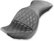 Saddlemen Explorer Lattice Stitch Seat For Harley-Davidson 2006-2009 FXST/B/S Standard & 2007-2017 FLSTF/B/S Fatboy Models Black #806-12-029LS