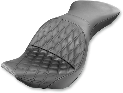 Saddlemen Explorer Lattice Stitch Seat For Harley-Davidson 2006-2009 FXST/B/S Standard & 2007-2017 FLSTF/B/S Fatboy Models Black
