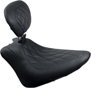 Mustang Seats Black Wide Tripper Diamond Solo Seat w/Driver Backrest for 2011-2013 Harley-Davidson Softail Blackline and 2012-2017 Harley-Davidson Softail Slim Motorcycles