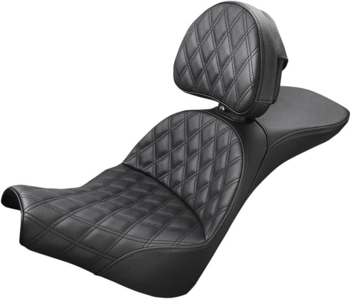 Saddlemen Black Explorer Lattice Stitch Touring Seat w/Driver Backrest for 2018-2026 Harley-Davidson Softail Motorcycles