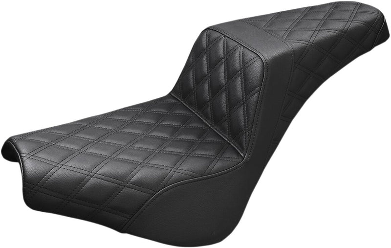 Saddlemen Black Full Coverage Diamond Pattern LS-Step Up Seat for 2018-2026 Harley-Davidson Softail Motorcycles #818-30-175
