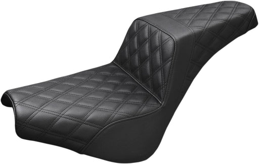 Saddlemen Black Full Coverage Diamond Pattern LS-Step Up Seat for 2018-2026 Harley-Davidson Softail Motorcycles
