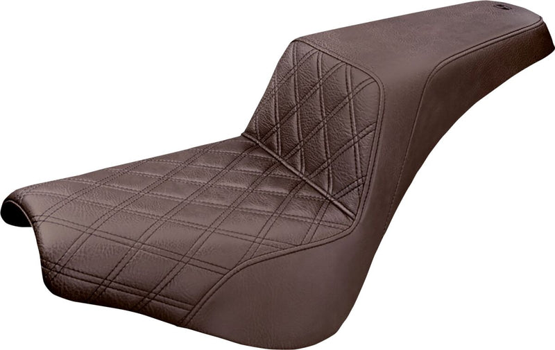 Saddlemen Brown Drivers Seat Diamond Pattern LS-Step Up Seat for 2018-2026 Harley-Davidson Softail Motorcycles