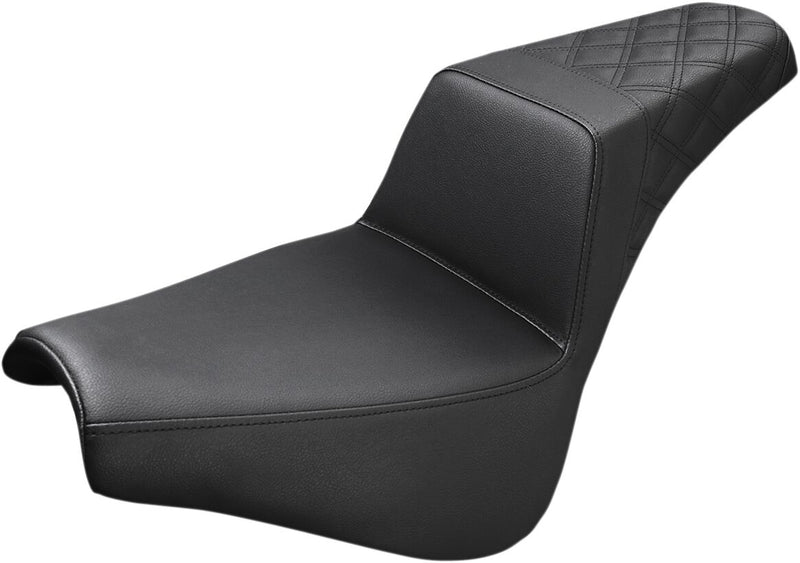Saddlemen Black Passengers Seat Diamond Pattern LS-Step Up Seat for 2018-2026 Harley-Davidson Softail Motorcycles Black Fitment Harley-Davidson #818-30-173