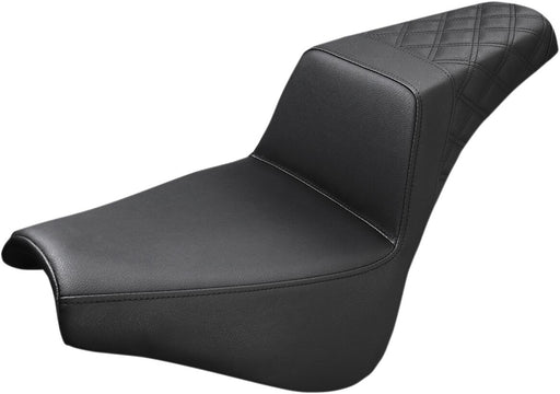 Saddlemen Black Passengers Seat Diamond Pattern LS-Step Up Seat for 2018-2026 Harley-Davidson Softail Motorcycles Black Fitment Harley-Davidson