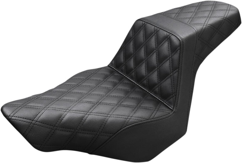 Saddlemen Black Full Coverage Diamond Pattern LS-Step Up Seat for 2013-2017 Harley-Davidson Softail Breakout Motorcycles