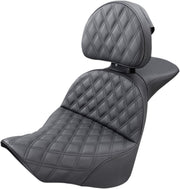 Saddlemen Black Explorer Lattice Stitch Seat w/Driver Backrest for 2018,2023-2026 Harley-Davidson Softail Motorcycles #818-27-030LS