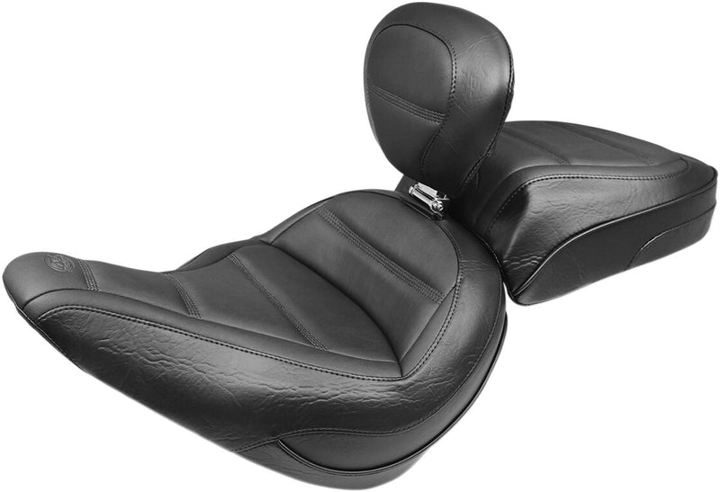 Mustang Seats Quad Stitch Solo Seat w/Backrest for 2018-2021 Harley-Davidson Softail Slim - FLSL and 2023-2024 Harley-Davidson Softail Standard - FXST Motorcycles #79028