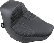 Drag Specialties Seats EZ-ON Mount Solo Seat Black Silver Leather Vinyl