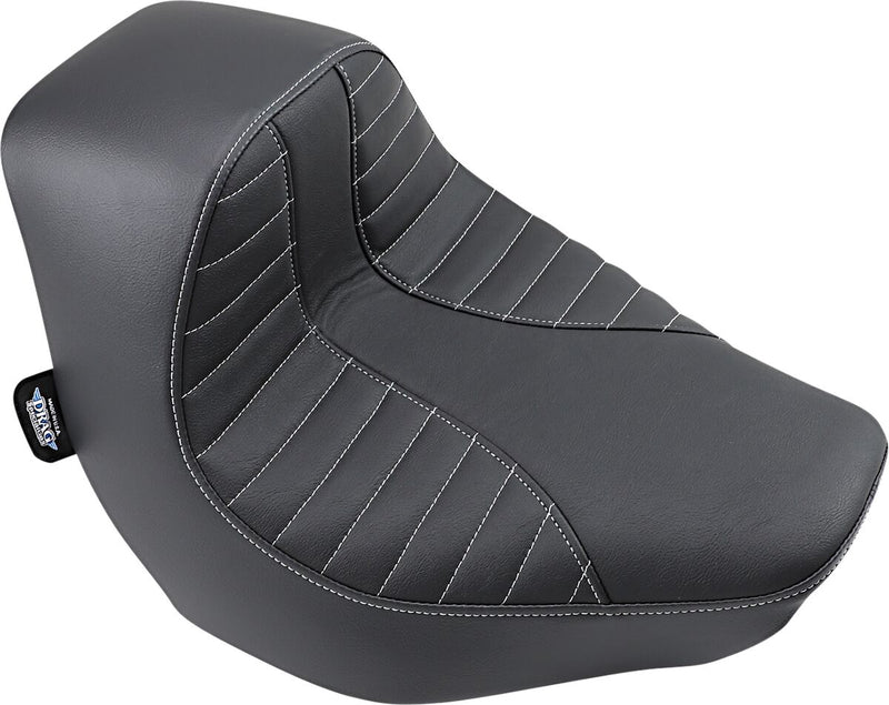 Drag Specialties Seats EZ-ON Mount Solo Seat Black Silver Leather Vinyl