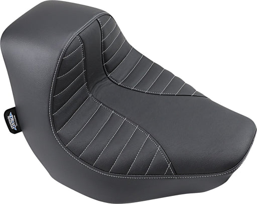 Drag Specialties Seats EZ-ON Mount Solo Seat Black Silver Leather Vinyl