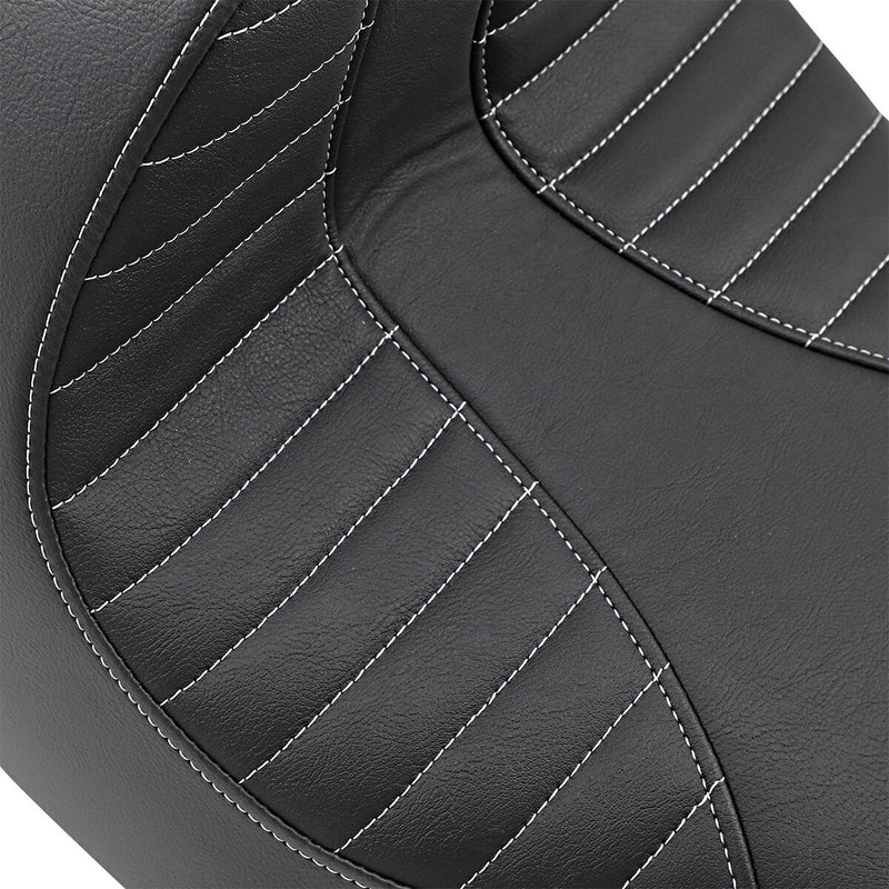 Drag Specialties Seats EZ-ON Mount Solo Seat Black Silver Leather Vinyl Each