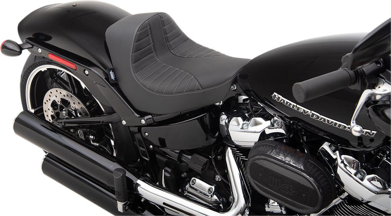 Drag Specialties Seats EZ-ON Mount Solo Seat Black Silver Leather Vinyl Each